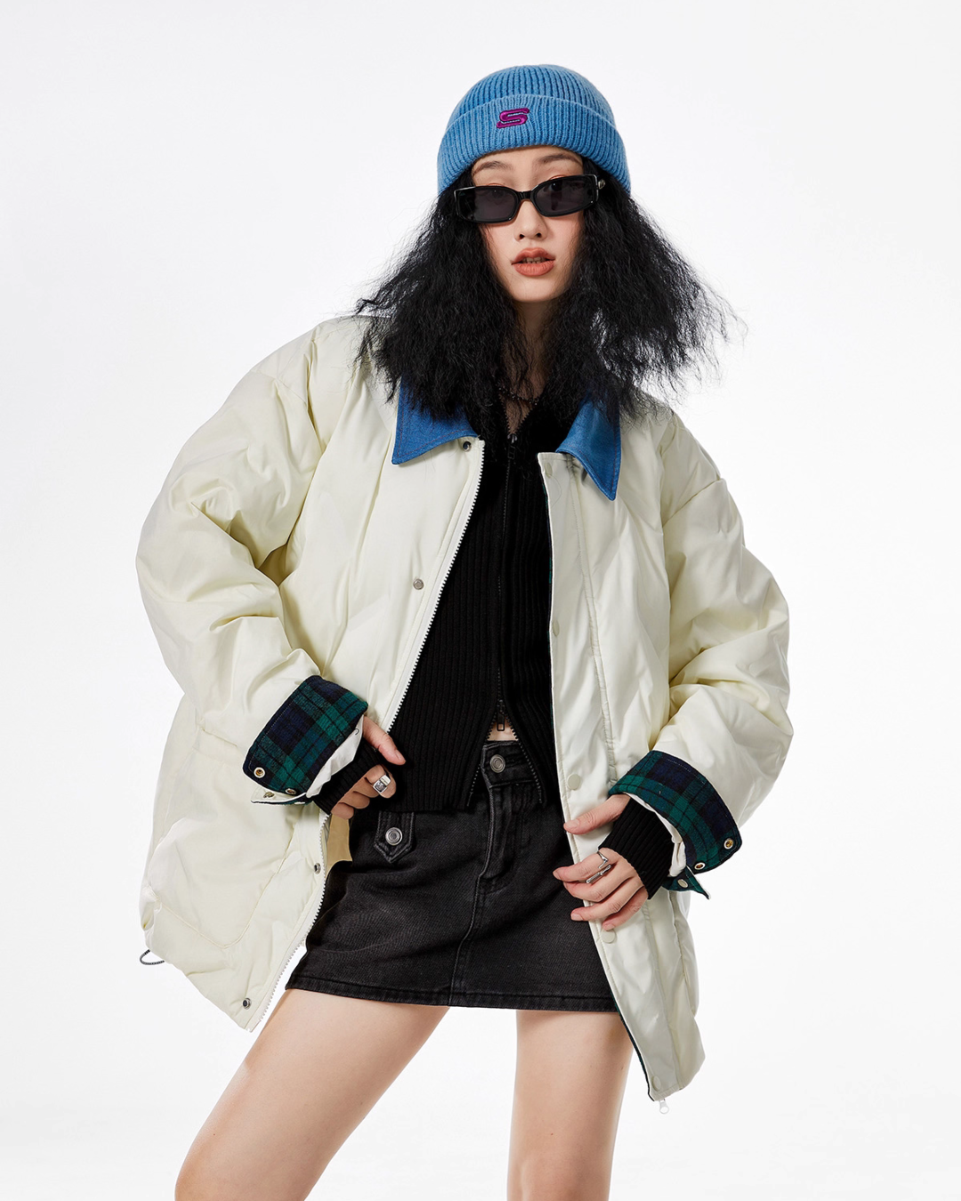 Color Block Collar Down Jacket ICM0108