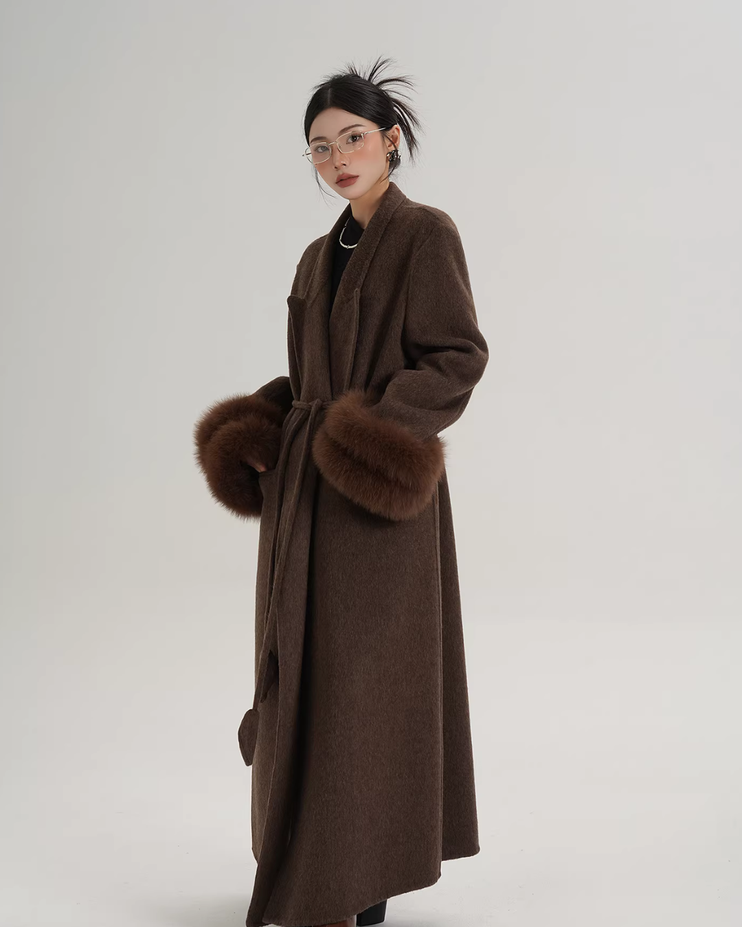 Fur Cuff Long Coat SRS0403
