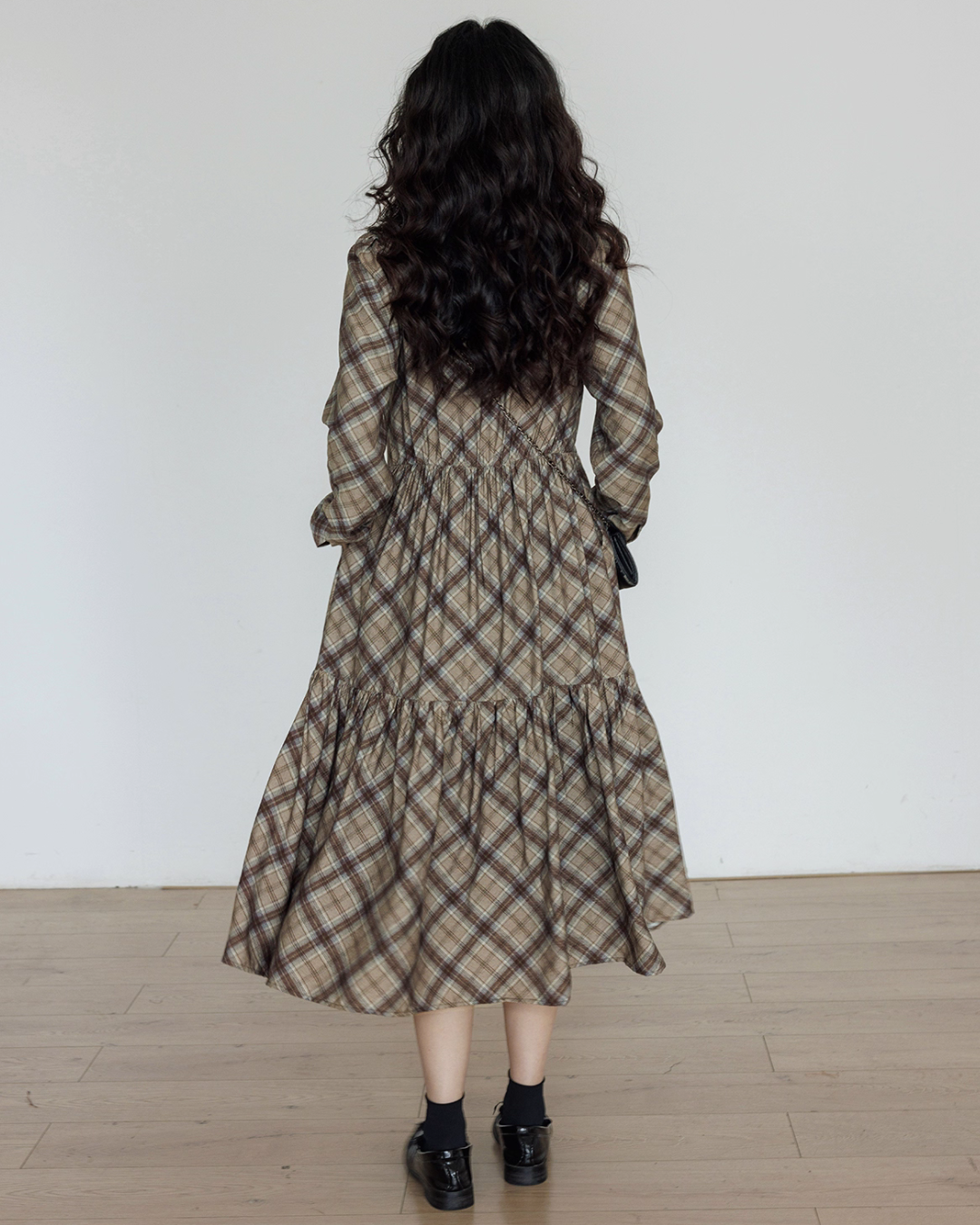 V-Neck Paid Long Dress VAS0161