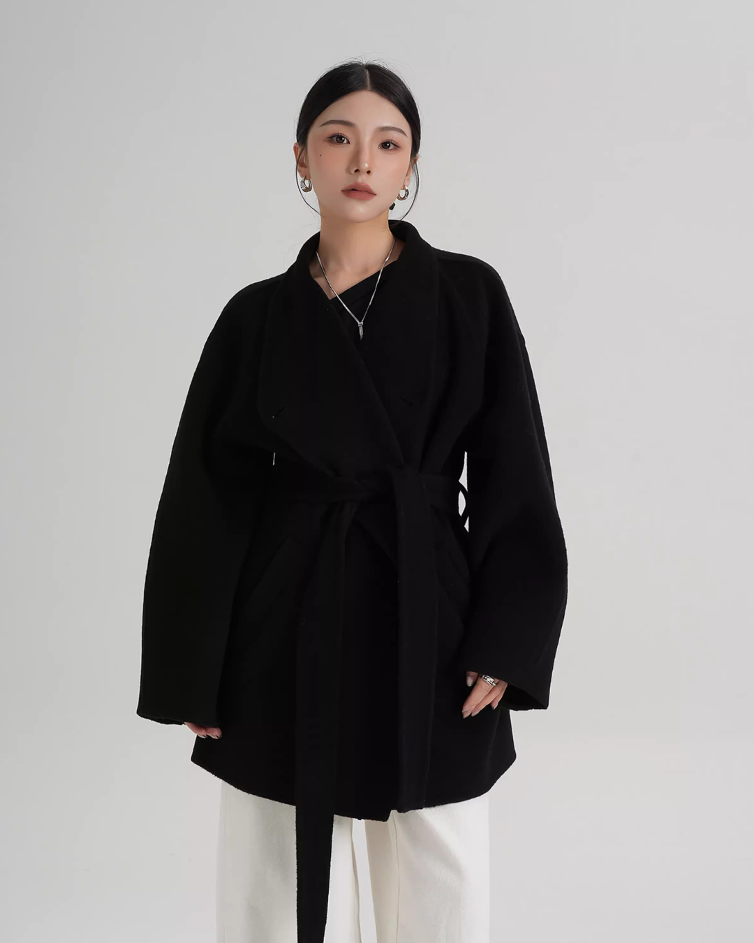 Mid Length Belted Wool Coat SRS0363
