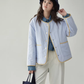 Wave Quilting Collarless Jacket AMU0045