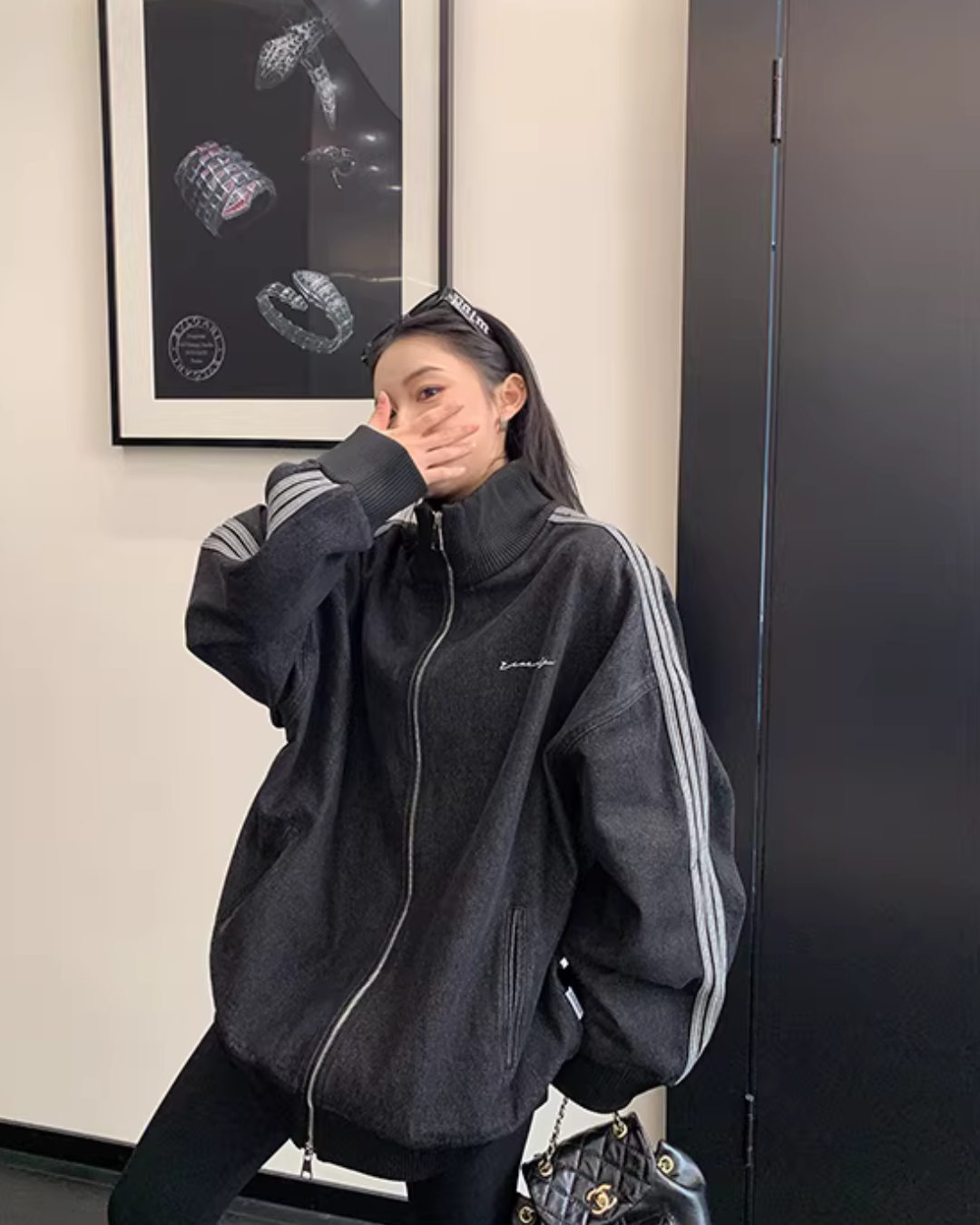 Sideline Denim Track Jacket YLS1017