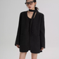Collarless Wool Coat with Choker SRS0393