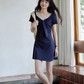 V-neck Navy Blue Dress SMS0025