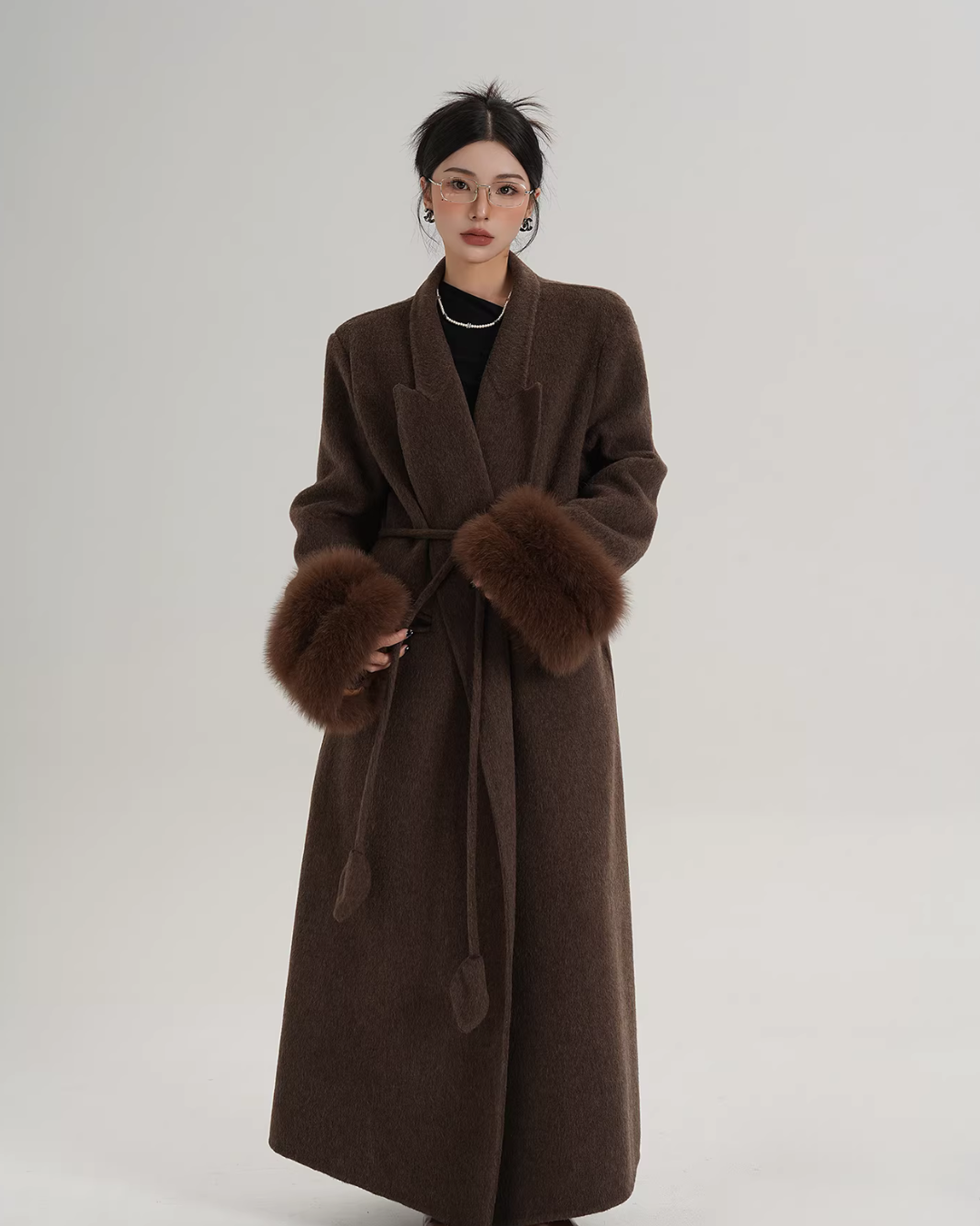 Fur Cuff Long Coat SRS0403