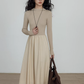 Mock Neck Top Docking Flare Skirt VAS0183