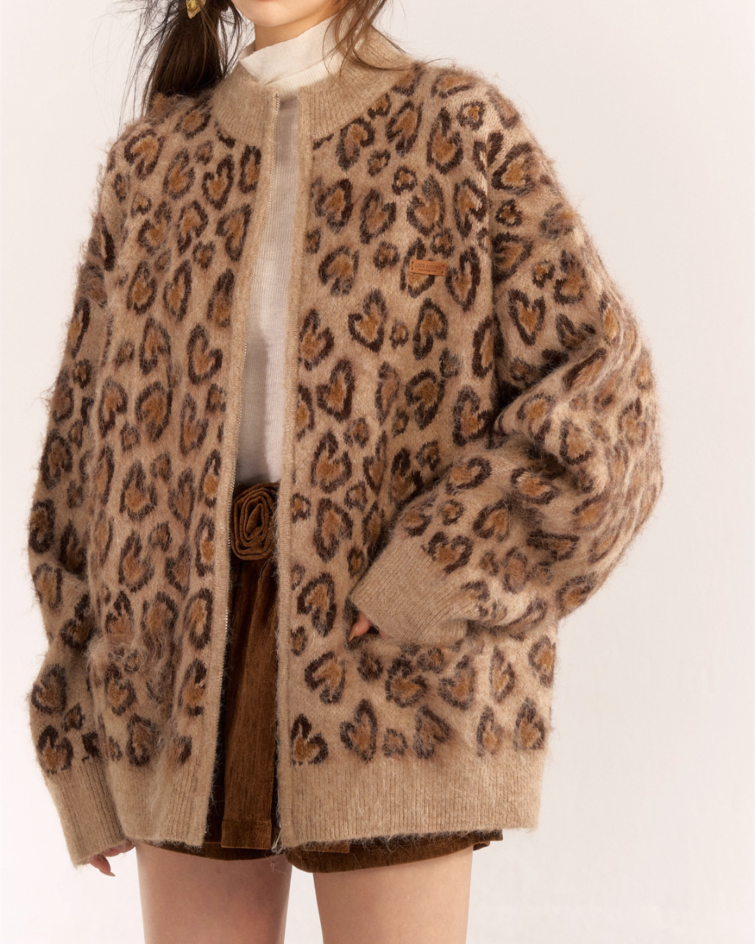 Leopard Print Knit Cardigan ASG0057