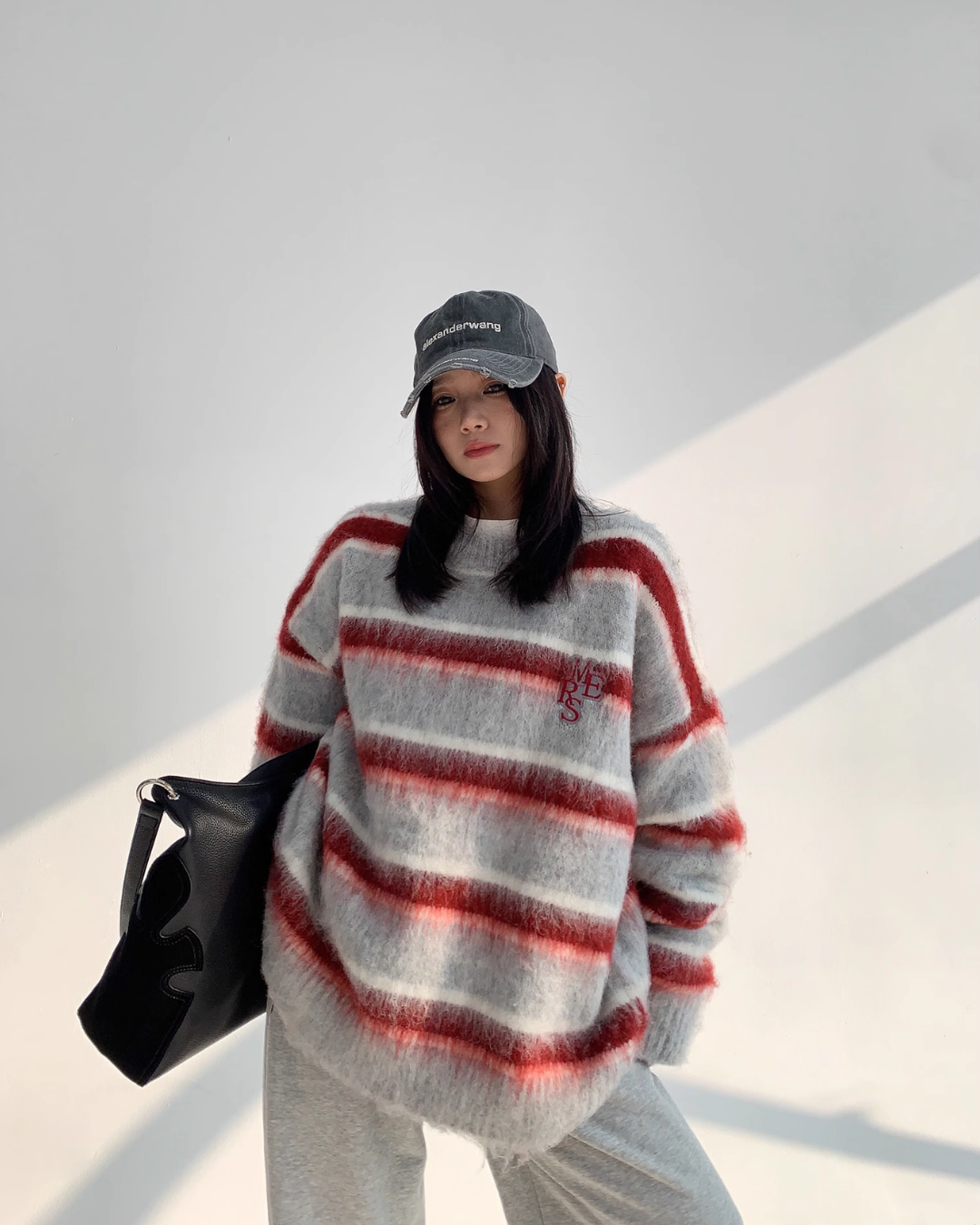 Border Shaggy Knit Tops YLS0713