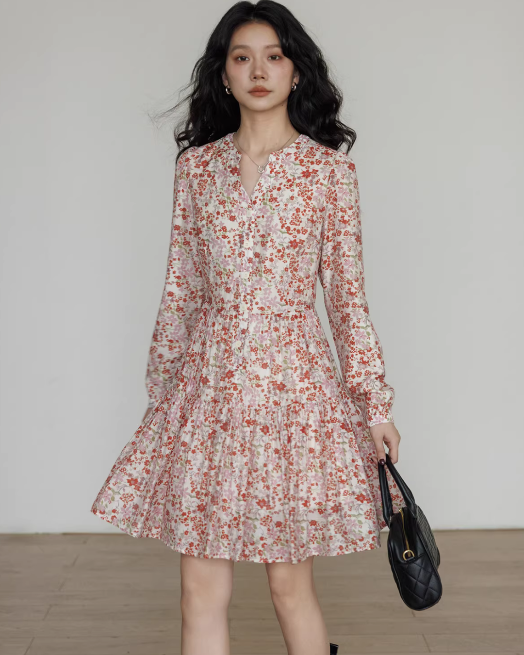 V-Neck Floral Dress VAS0193
