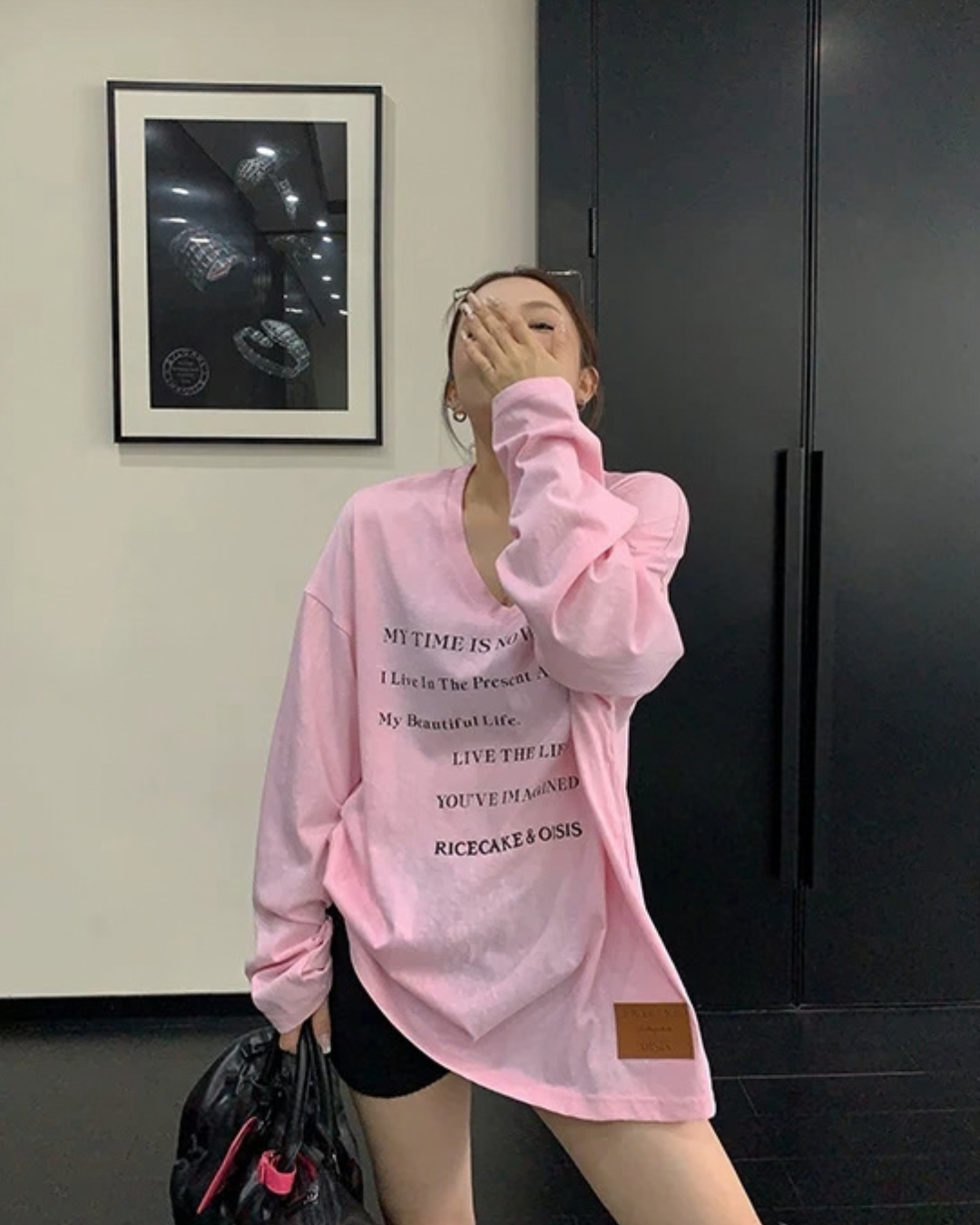 V-Neck Print Long Sleeve T-Shirt  YLS1044
