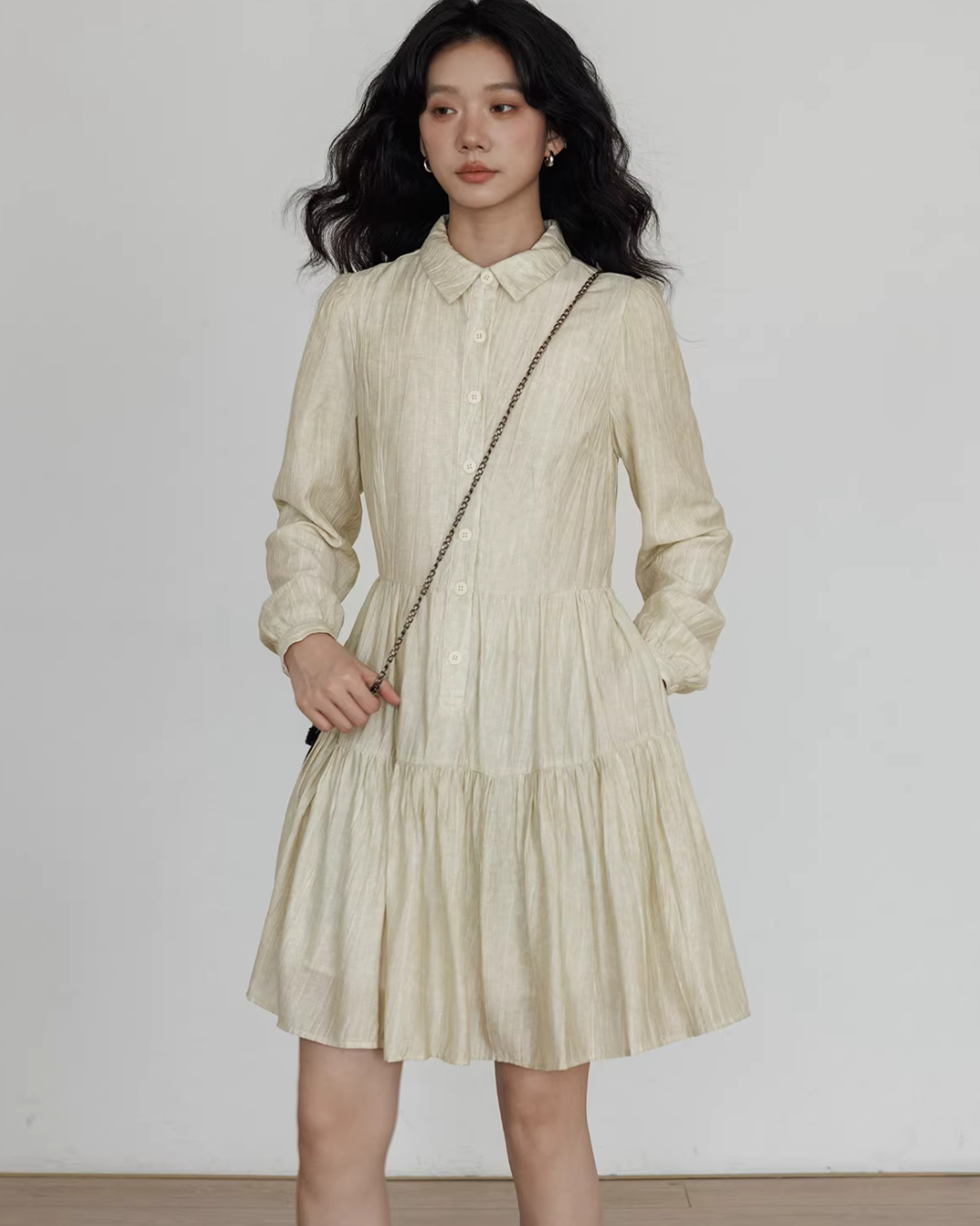 Polo Collar Long-Sleeve Dress VAS0190