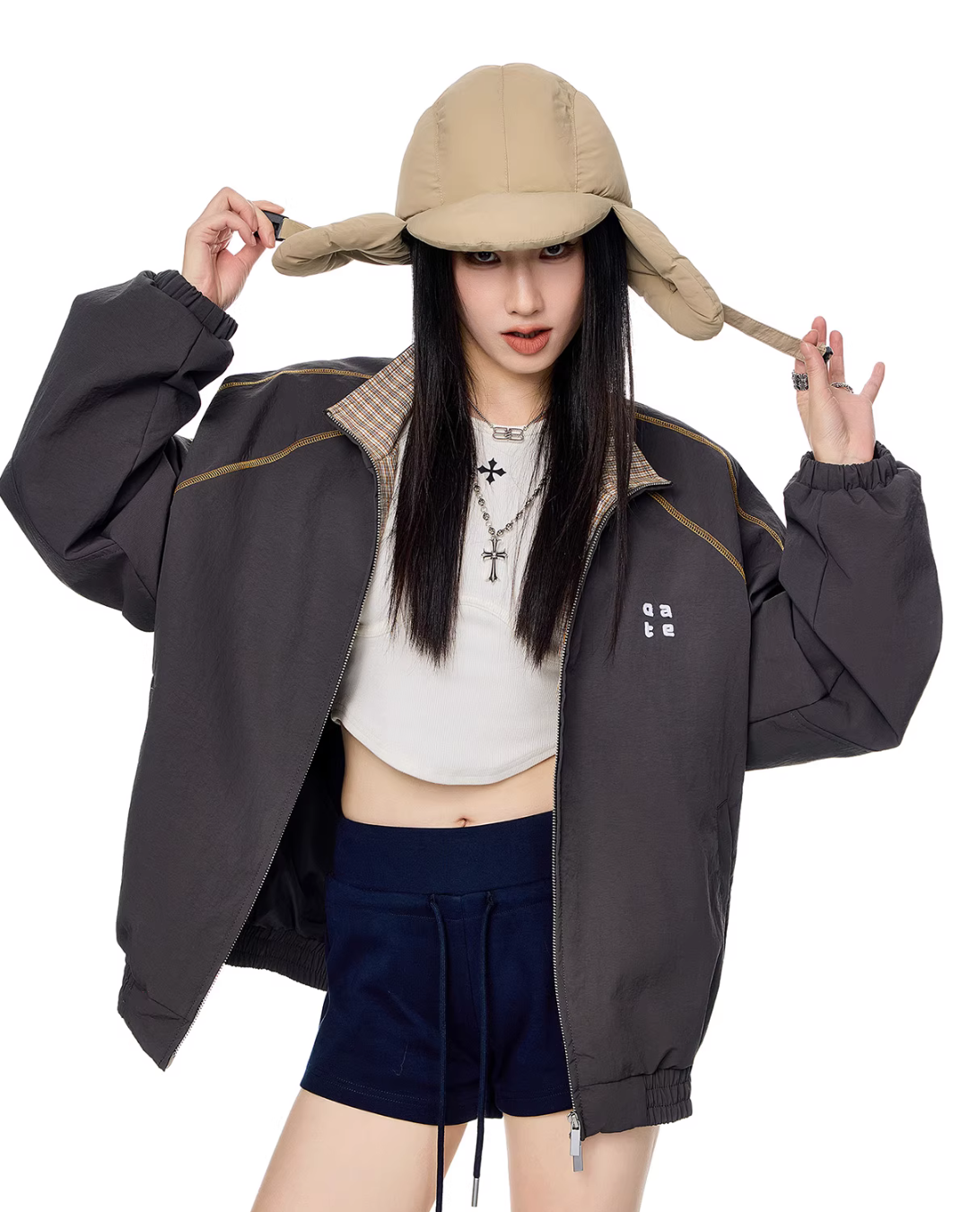Double Zip Nylon Jacket ICM0086