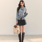 Plaid Spliced Hood Hoodie / Mini Skirt / Flare Pants ASG0066