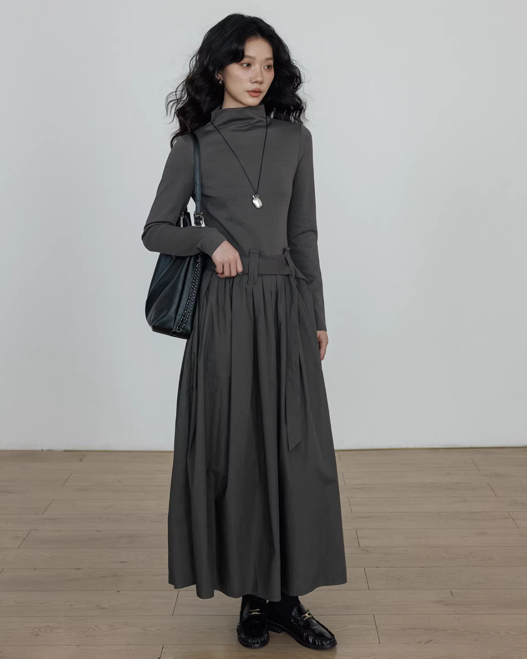 Half-Turtleneck Long Dress VAS0185