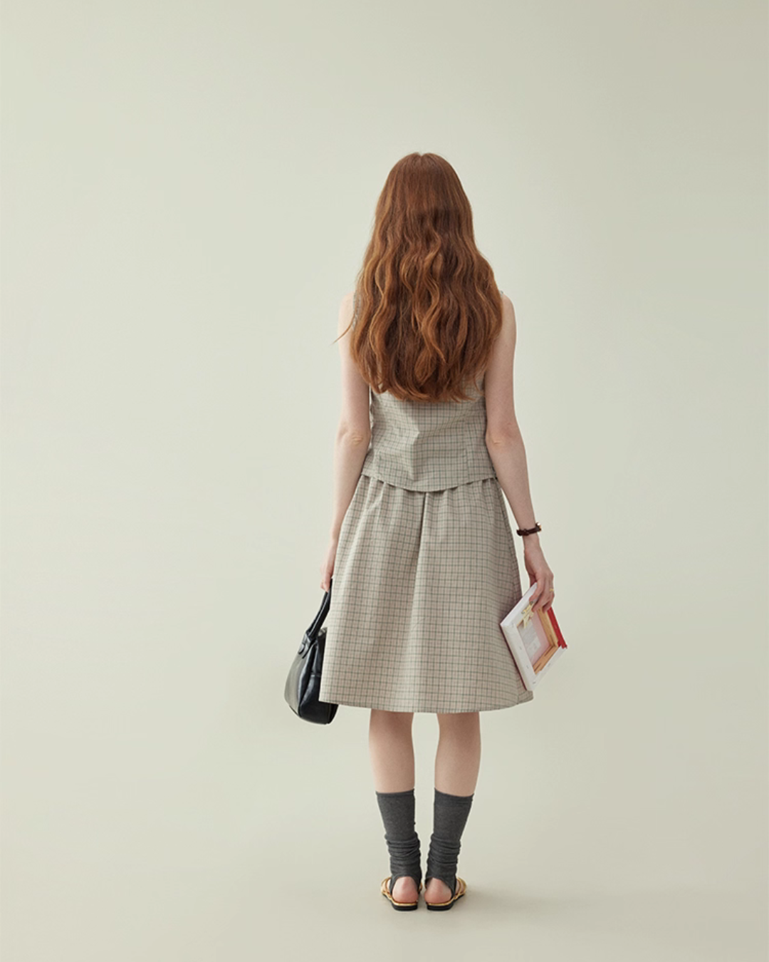 Retro Plaid Sleeveless Shirt / Long Skirt AMU0025