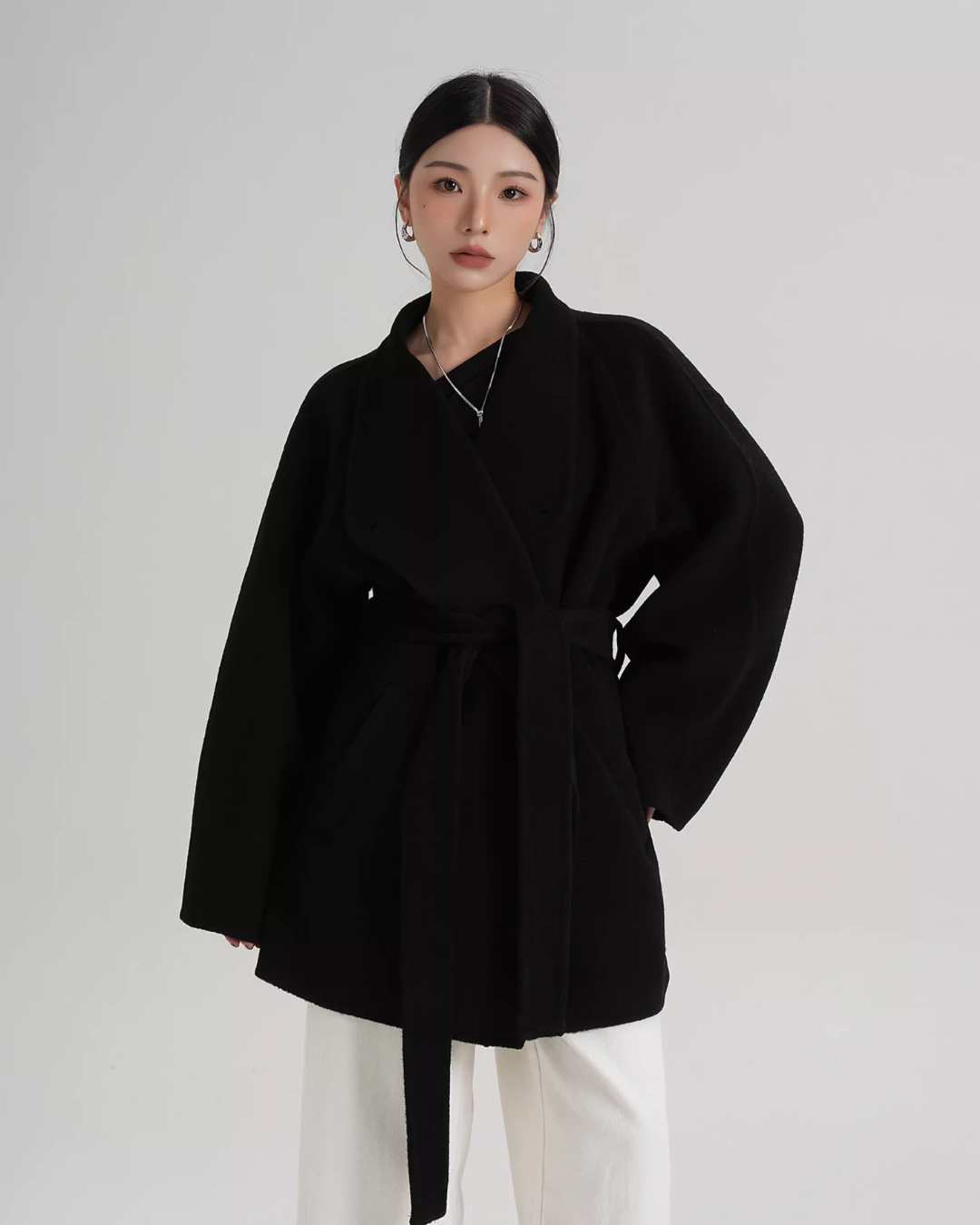 Mid Length Belted Wool Coat SRS0363