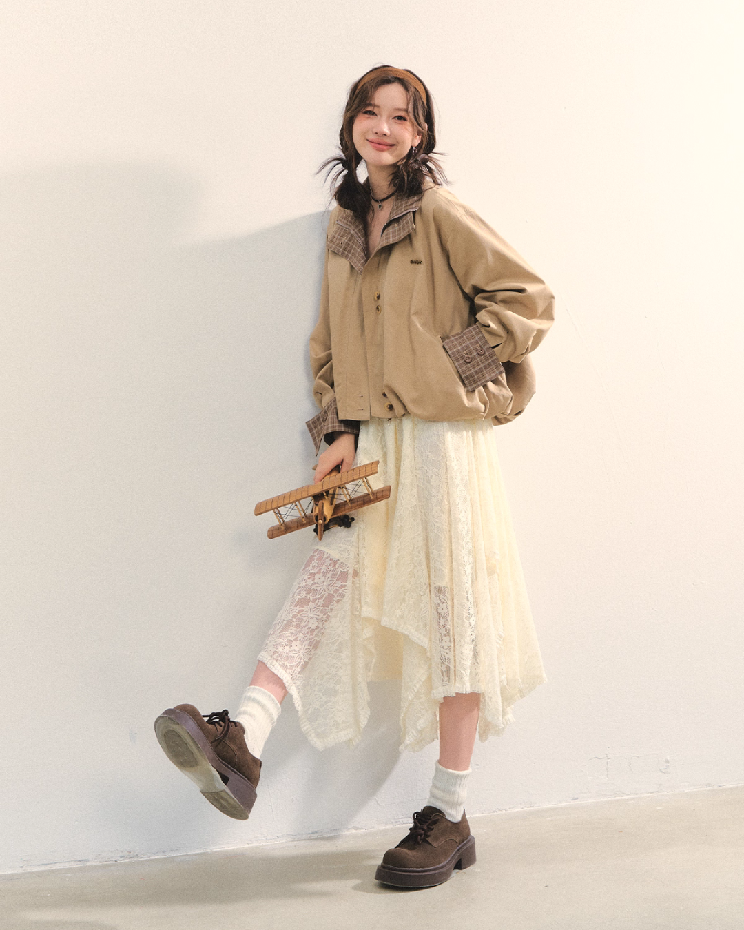 Retro Casual Khaki Jacket / Long-Sleeve Top ASG0052