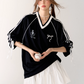 V-Neck Side Line Long Sleeve Top / Flare skirt ASG0007