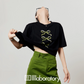 Ribbon Print T-Shirt / A-Line Mini Skirt LLA0486