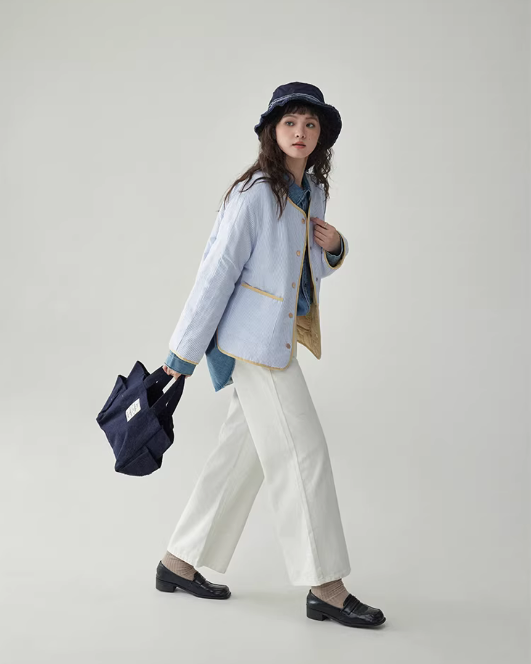 Wave Quilting Collarless Jacket AMU0045