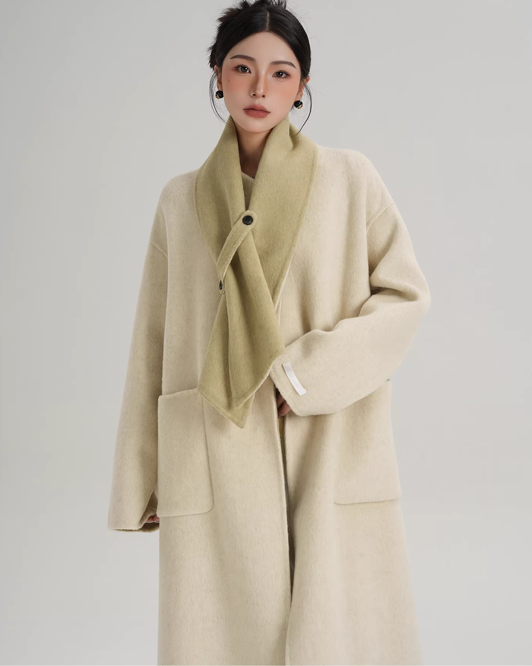 Scarf Collarless Coat SRS0412