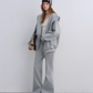 Oversized Collar Zip-Up Hoodie / Flare Sweatpants  ASG0083