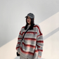 Border Shaggy Knit Tops YLS0713