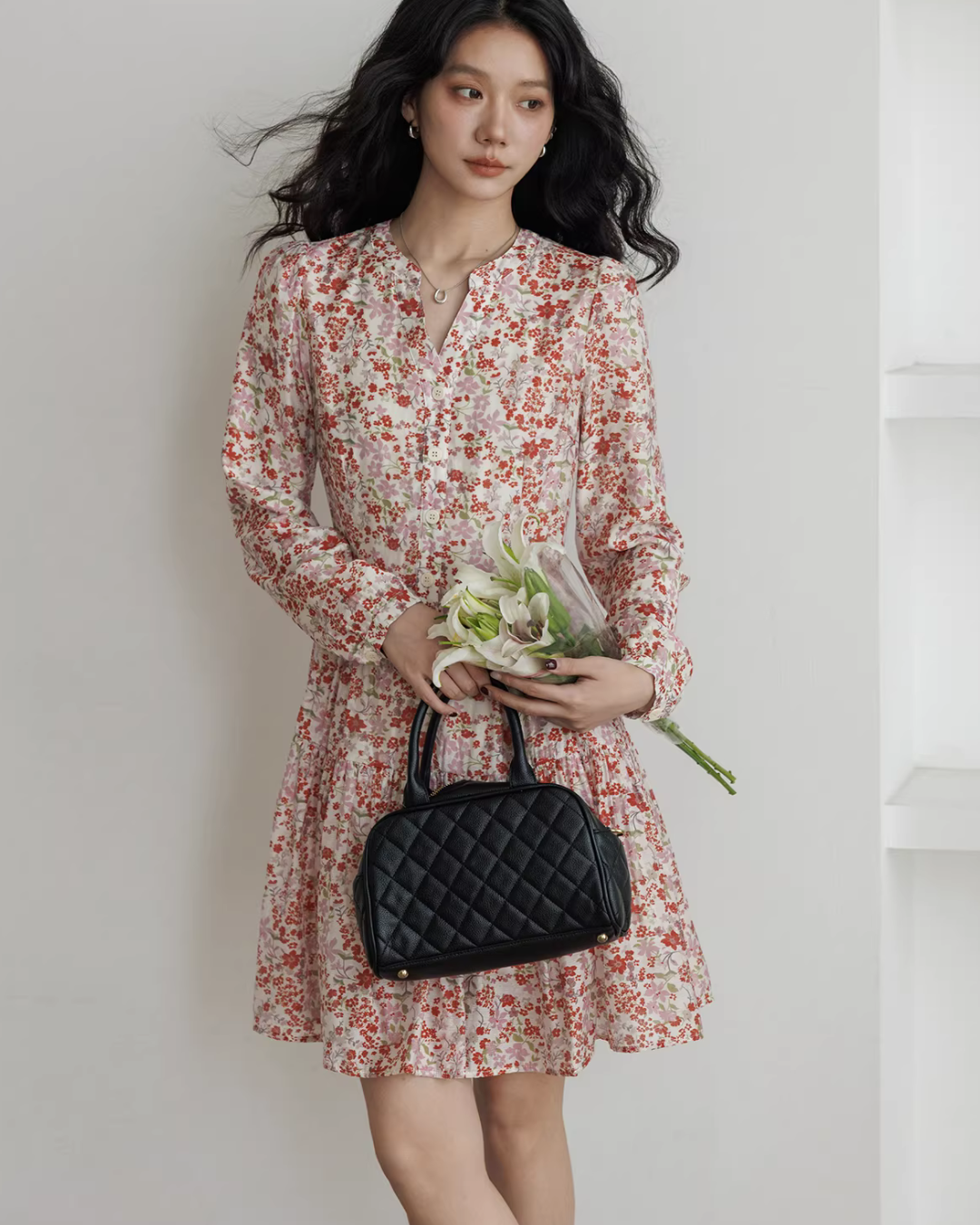 V-Neck Floral Dress VAS0193