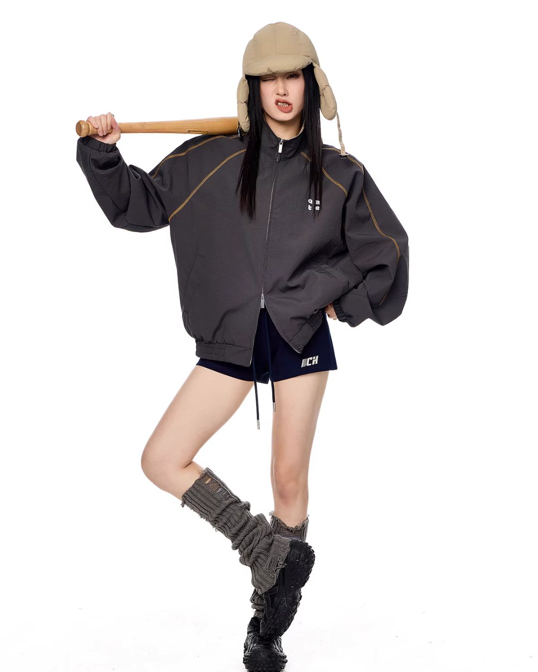 Double Zip Nylon Jacket ICM0086