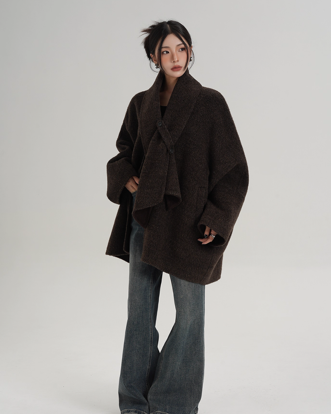 Collarless Wool Coat SRS0367