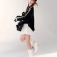 V-Neck Side Line Long Sleeve Top / Flare skirt ASG0007