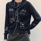 Dog Embroidery Round Neck Knit Cardigan ASG0070