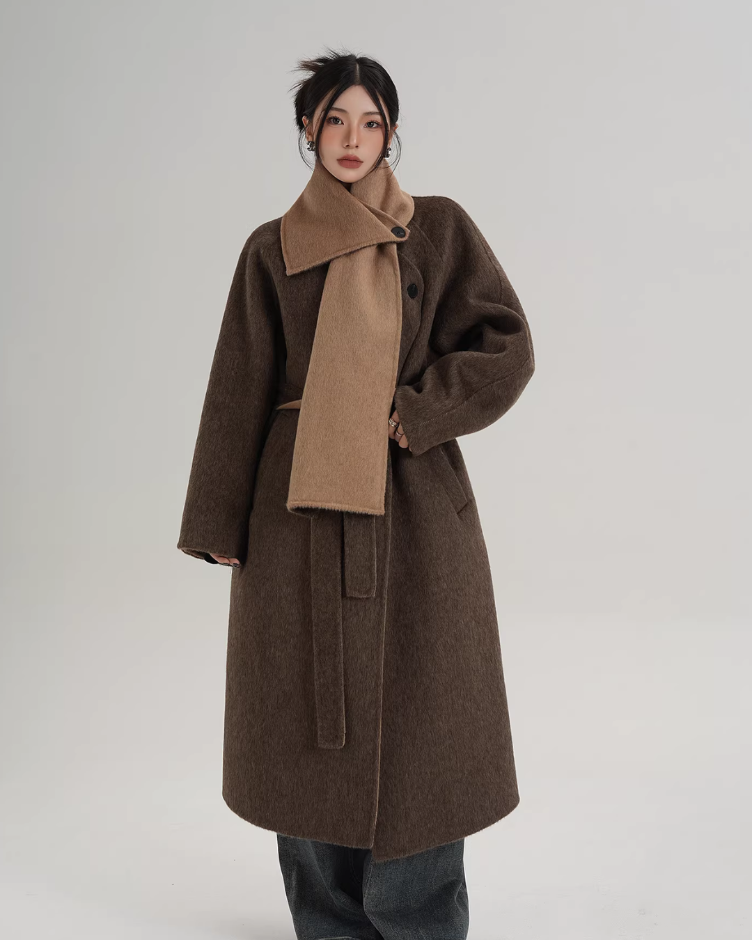 Scarf Design Long Wool Coat SRS0409