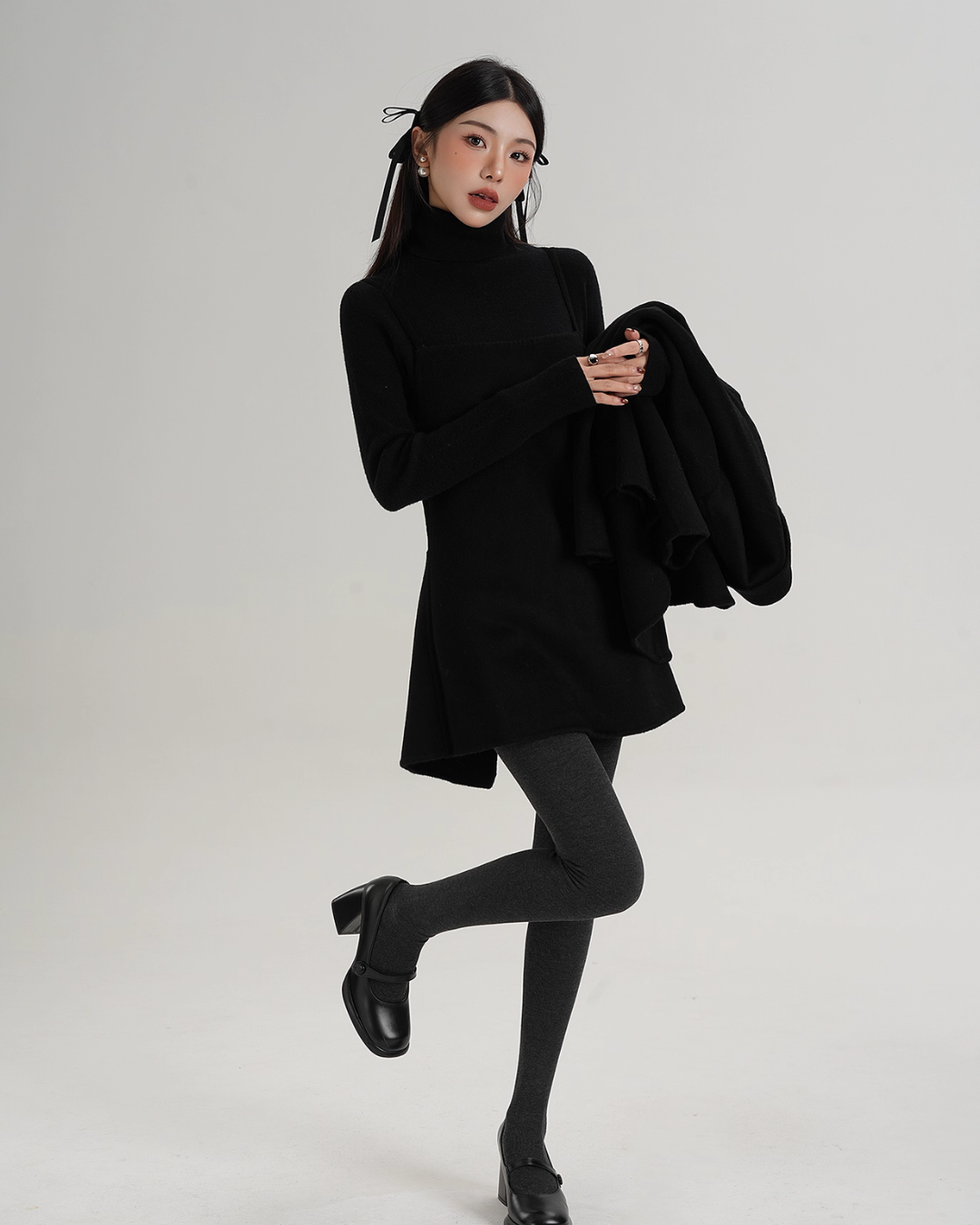 Rose Motif Wool Jacket / Cami Knit Dress SRS0386