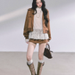 Wool Blazer Jacket/Mini Skirt/Frill Lace Blouse LAS0042