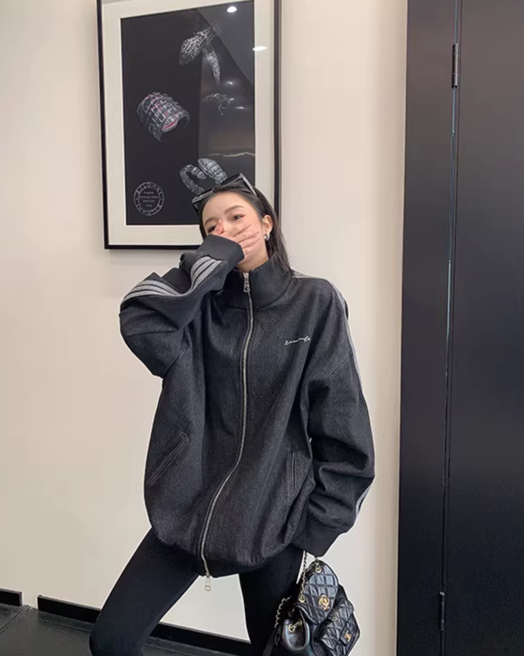 Sideline Denim Track Jacket YLS1017