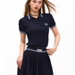 Polo Rib Knit Top / Pleated Skirt MDB0001