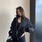 Rib-Knit Switch Zip-Up Blouson YLS1056