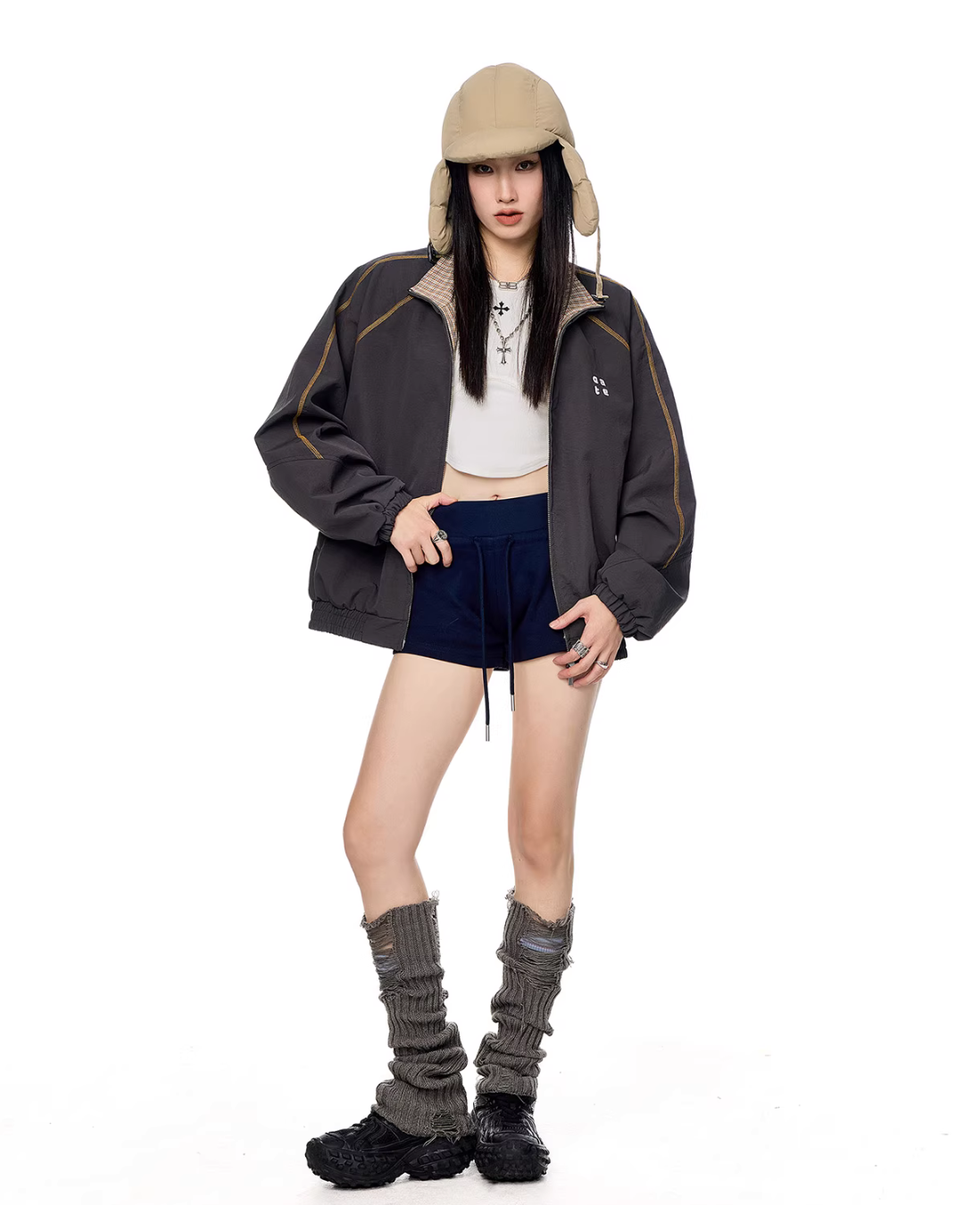 Double Zip Nylon Jacket ICM0086