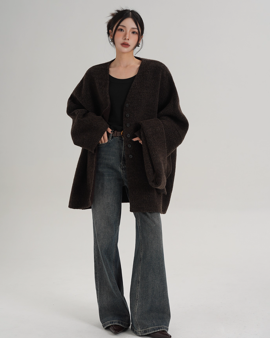 Collarless Wool Coat SRS0367