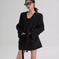 Collarless Wool Coat with Choker SRS0393