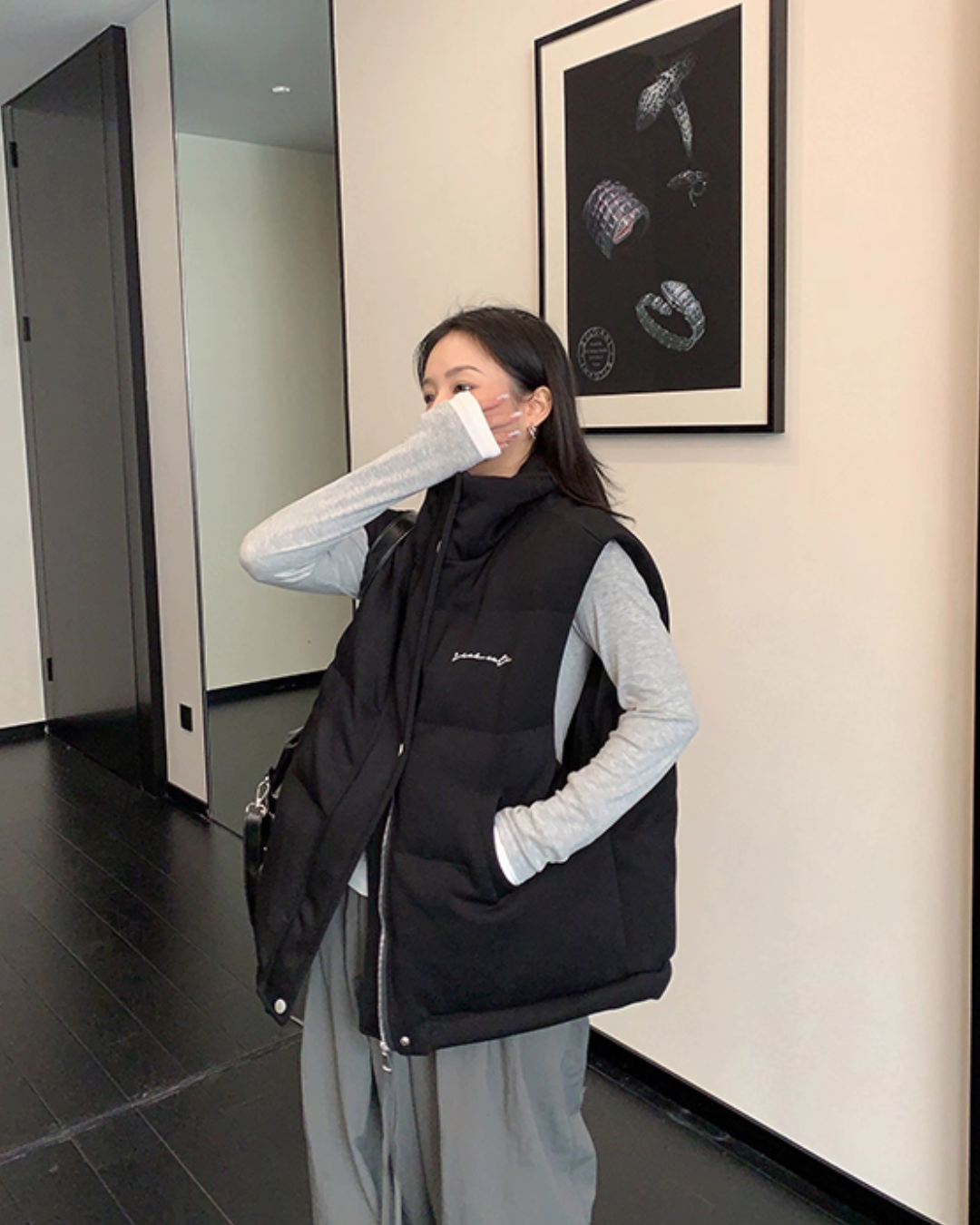 Stand Collar Cotton Down Vest YLS1012