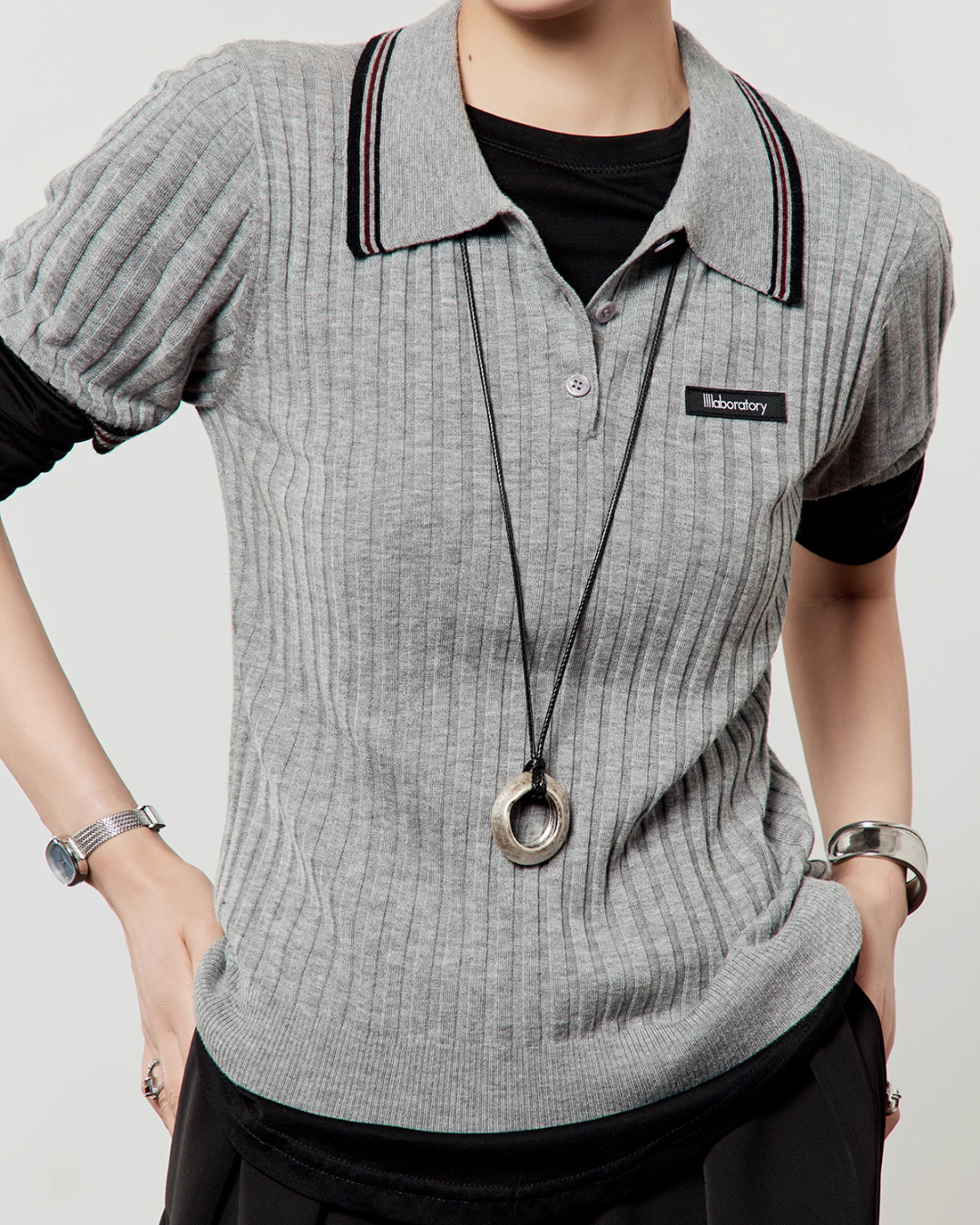 Polo Collar Knit Top LLA0489