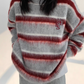 Border Shaggy Knit Tops YLS0713