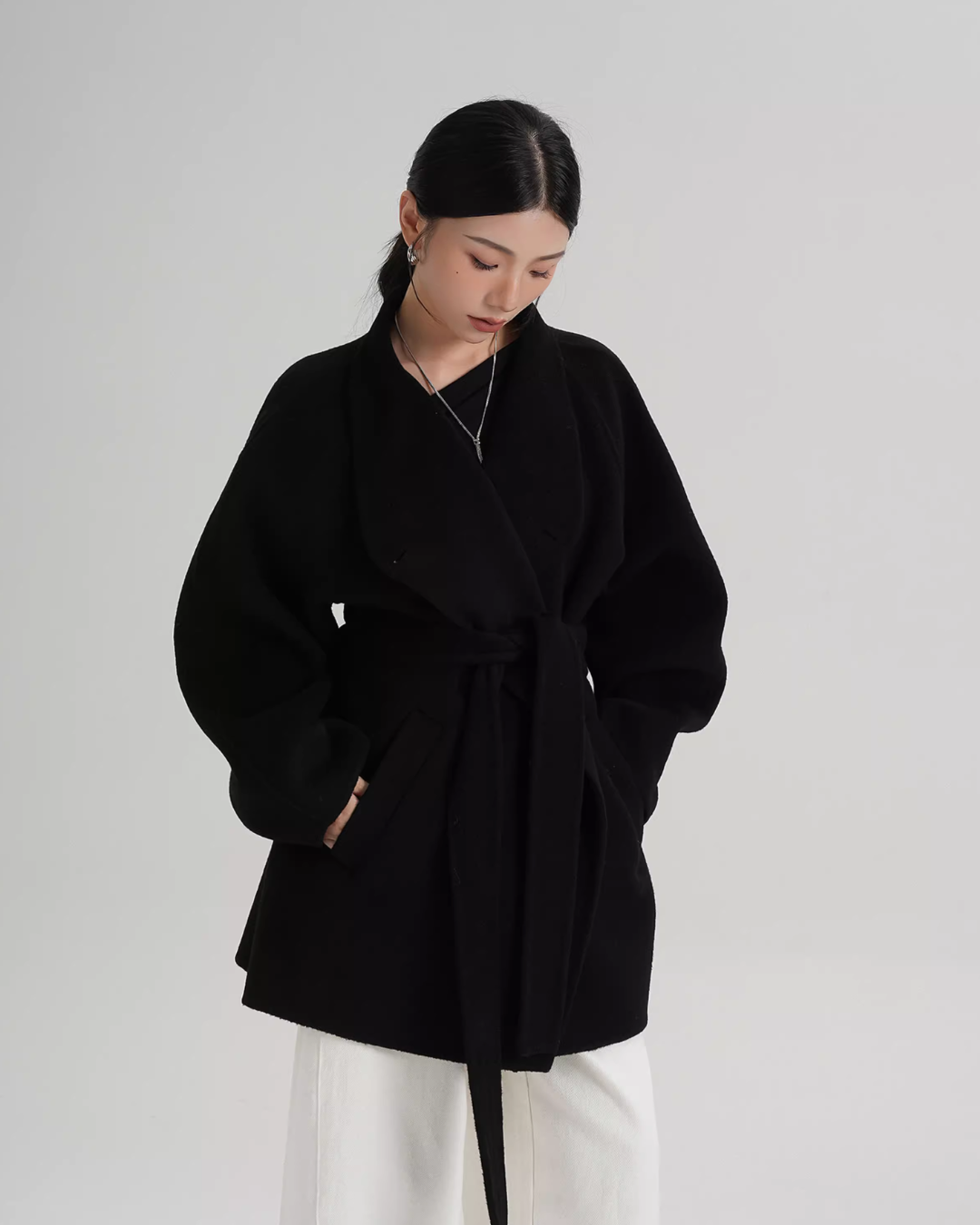 Mid Length Belted Wool Coat SRS0363