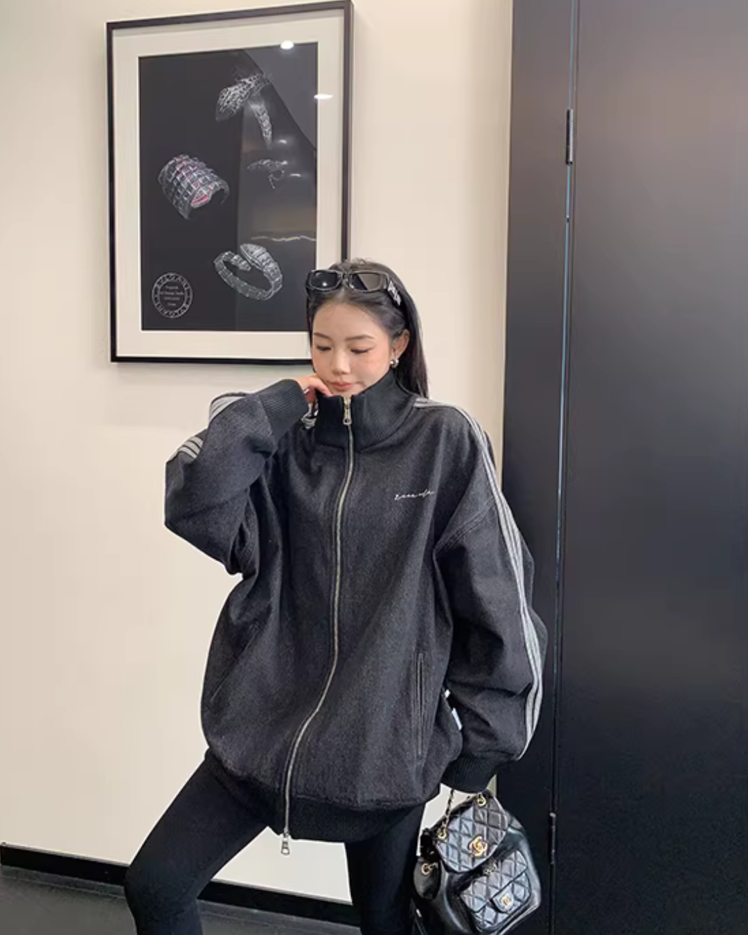 Sideline Denim Track Jacket YLS1017