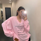 V-Neck Print Long Sleeve T-Shirt  YLS1044