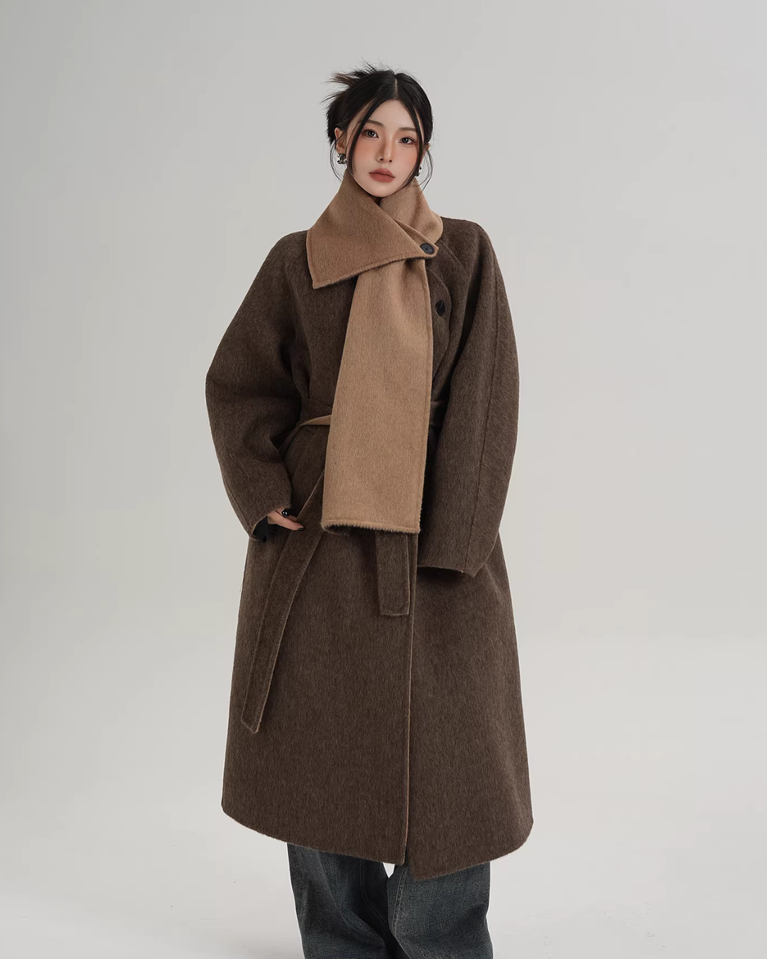 Scarf Design Long Wool Coat SRS0409