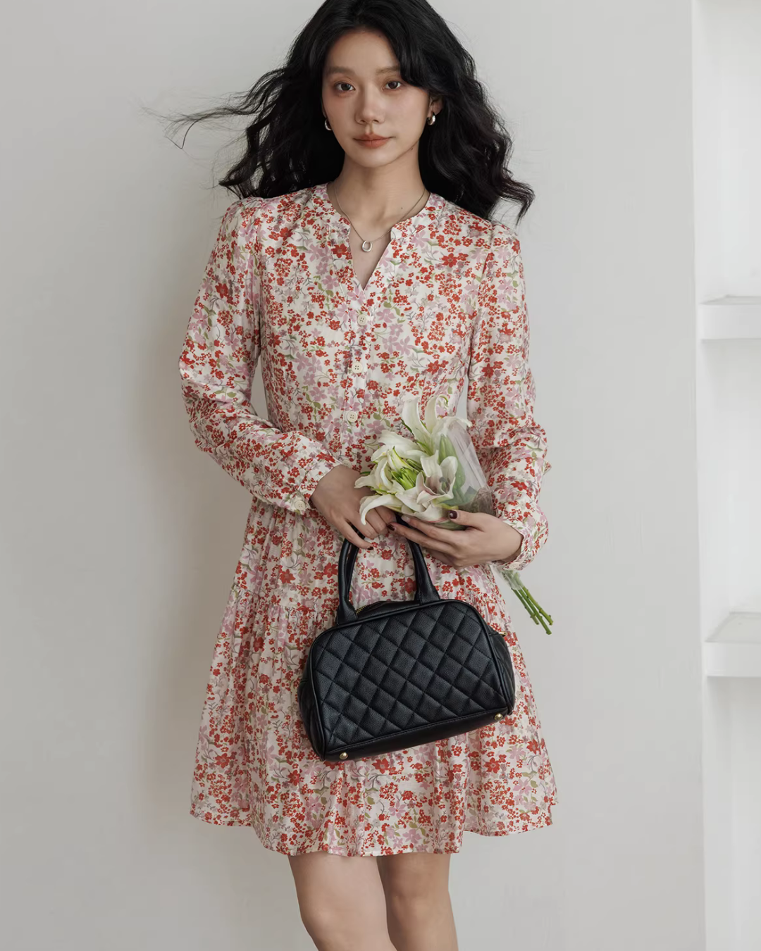 V-Neck Floral Dress VAS0193