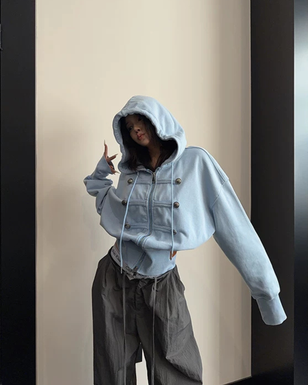 Napoleon-Style Zip-Up Hoodie YLS1071